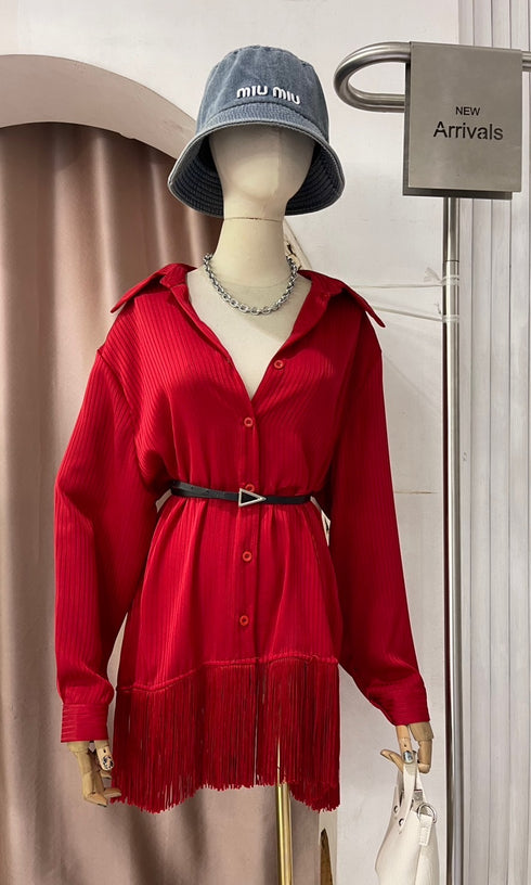 MATINEE Fringe-hem Collar Down Shirts